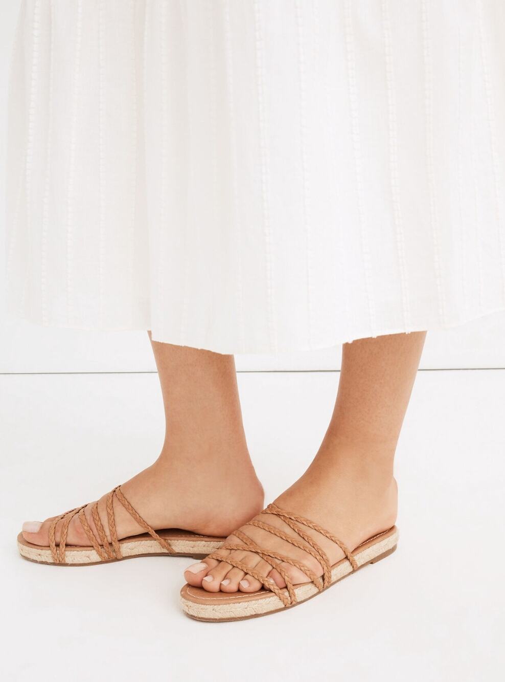 Madewell Women's Kathryn Espadrille Slide Sandal US 8.5 Brown Leather MD777 NWOB
